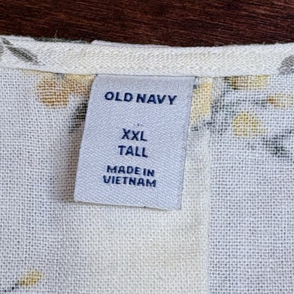 Old Navy Linen Blend Midi Dress‎ Size XXL Tall Floral Cottage Beachy Lagenlook - Picture 9 of 11
